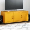 Image de vidaXL Meuble TV Armoire de Télévision avec Portes Support Télé avec Rangement Salon Salle de Séjour Jaune Moutarde 846647