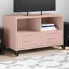 Image de vidaXL Meuble TV Armoire de Télévision avec Tiroirs et Étagères Support Télé avec Rangement Salle de Séjour Rose 846699
