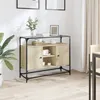 Image de vidaXL Buffet avec dessus en verre chêne sonoma bois dingénierie meuble de rangement meuble de rangement de cuisine 846070