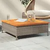 Image de vidaXL Table de Jardin Table Basse Carrée avec Trou Meuble de Terrasse Balcon Patio Extérieur Gris Résine Tressée et Bois 3281630