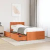 Image de vidaXL Cadre de lit avec tiroirs cire marron 90x200 cm bois pin massif meuble de chambre à coucher sommier lit en bois 846794
