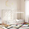 Image de vidaXL Lit pour enfants avec toit blanc 90x190 cm bois massif de pin cadre de lit pour enfants lit pour enfants en bois 847007