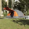 Image de Tente familiale tunnel 8 personnes gris et orange imperméable