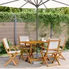 Image de vidaXL Ensemble à manger de jardin 5 pcs blanc crème tissu bois massif ensemble à manger dextérieur meuble de salle à 3281700