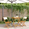 Image de vidaXL Ensemble de bistro 3 pcs blanc crème tissu et bois massif ensemble de bistro de jardin ensemble de balcon ensemble 3281760