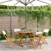 Image de vidaXL Ensemble à manger de jardin 5 pcs blanc crème tissu bois massif ensemble à manger dextérieur meuble de salle à 3281772