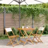 Image de vidaXL Ensemble de bistro 3 pcs blanc crème tissu et bois massif ensemble de bistro de jardin ensemble de balcon ensemble 3281868