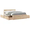 Image de vidaXL Lit avec tiroirs et matelas 140x190 cm bois massif de pin meuble de chambre à coucher lit en bois lit avec tiroir
