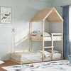 Image de vidaXL Lit superposé avec toit 90x200 cm bois de pin massif lit superposé avec escalier lit superposé pour enfants cadre 3282390