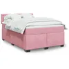 Image de vidaXL Sommier à lattes de lit avec matelas Rose 140x190 cm Velours 3286317