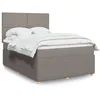 Image de vidaXL Sommier à lattes de lit avec matelas Taupe 160x200 cm Tissu 3292104