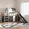 Image de vidaXL Lit superposé sans matelas avec toboggan blanc noir 90x190 cm 3284152