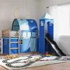 Image de vidaXL Lit superposé sans matelas avec toboggan et rideaux 80x200 cm 3284171