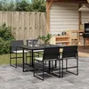 Image de vidaXL Ensemble à manger de jardin coussins 5pcs noir résine tressée ensemble à manger dextérieur meuble à manger de 3295058