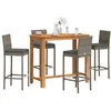 Image de vidaXL Ensemble de bar de jardin 5 pcs gris bois massif acacia rotin table et chaises de bar dextérieur ensemble de 3295279