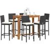 Image de vidaXL Ensemble de bar de jardin 7 pcs noir bois massif acacia rotin 3295280