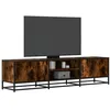 Image de vidaXL Meuble TV chêne fumé 160x35x41 cm bois dingénierie et métal banc TV meuble hifi centre de divertissement buffet 848846