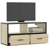 Image de vidaXL Meuble TV chêne sonoma 80x31x395 cm bois dingénierie et métal support TV armoire média console TV meuble HiFi 848920