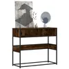 Image de Table console - Chêne fumé - 90x35x80 cm - Bois dingénierie - Style industriel