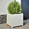 Image de vidaXL Jardinière blanc 50x50x50 cm acier planteur jardinière de patio bac à fleurs jardinière dextérieur boîte à 851214
