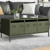 Image de vidaXL Table basse vert olive 1015x50x435 cm acier laminé à froid 851272