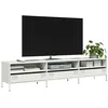 Image de vidaXL Meuble TV blanc 202x39x43 5 cm acier laminé à froid support TV buffet TV armoire hifi banc TV armoire en métal 851351