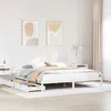 Image de vidaXL Cadre de lit avec tiroirs blanc 200x200 cm bois massif de pin sommier cadre de lit double cadre de lit en bois 3301445