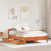 Image de vidaXL Cadre de lit et tête de lit cire marron 160x200 cm bois de pin meuble de chambre à coucher sommier lit en bois 3301823