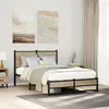 Image de vidaXL Cadre de lit en métal avec tête de lit chêne sonoma 120x190 cm lit double meuble de chambre à coucher lit 4007883