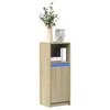 Image de vidaXL Buffet avec LED chêne sonoma 38x34x100 cm bois dingénierie meuble de rangement meuble de rangement cuisine meuble 852168