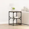 Image de Table dappoint carrée chêne fumé 41x40x60 cm - Pieds métal noir style industriel