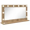 Image de Miroir de vanité LED - vidaXL - Chêne artisanal - 80x45x18 cm - Éclairage LED - Blanc chaud - Verre et bois composite
