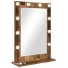 Image de Miroir de coiffeuse éclairé - vidaXL - 70x50x18 cm - Bois ancien - Verre clair - Bandes LED - Blanc chaud