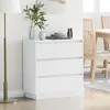 Image de Table de chevet LED blanche 71 x 345 x 75 cm - 2 tiroirs - bois dingénierie
