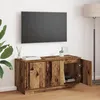 Image de Meuble TV vintage en bois dingénierie 100 x 38 x 49 cm marron clair 2 portes éclairage intégré