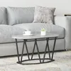 Image de Table Basse - Grey Sonoma - Ovale - Bois dIngénierie - Métal Noir