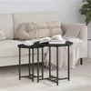 Image de Table dappoint - 2 pcs - Noir - Bois massif - Design contemporain - Ronde