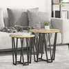 Image de Table d appoint 2 pièces en chêne fait main bois reconstitué et métal