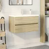 Image de vidaXL Ensemble de meubles de bain 2pcs céramique et bois dingénierie armoire de salle de bain meuble de salle de bain 3307659