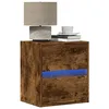 Image de vidaXL Table de chevet murale avec lumières LED chêne fumé table de chevet flottante support de téléphone meuble de 3307969