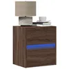 Image de vidaXL Table de chevet murale avec lumières LED chêne marron table de chevet flottante support de téléphone meuble de 3307973