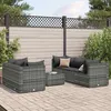 Image de vidaXL Salon de jardin 6 pcs avec coussins Gris Résine tressée ensemble de canapés dextérieur canapé dangle de jardin 3308018