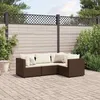 Image de vidaXL Salon de jardin 4 pcs avec coussins Marron Résine tressée ensemble de canapés dextérieur canapé dangle de jardin 3308073