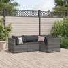 Image de vidaXL Salon de jardin 4 pcs avec coussins Gris Résine tressée ensemble de canapés dextérieur canapé dangle de jardin 3308074