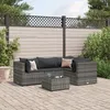 Image de vidaXL Salon de jardin 5 pcs avec coussins Gris Résine tressée ensemble de canapés dextérieur canapé dangle de jardin 3308082