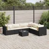 Image de vidaXL Salon de jardin 7 pcs avec coussins Noir Résine tressée ensemble de canapés dextérieur canapé dangle de jardin 3308144