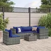 Image de vidaXL Salon de jardin 6 pcs avec coussins Gris Résine tressée ensemble de canapés dextérieur canapé dangle de jardin 3308167