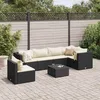 Image de vidaXL Salon de jardin 7 pcs avec coussins Noir Résine tressée ensemble de canapés dextérieur canapé dangle de jardin 3308176