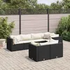 Image de vidaXL Salon de jardin 7 pcs avec coussins Noir Résine tressée ensemble de canapés dextérieur canapé dangle de jardin 3308184