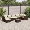 Image de vidaXL Salon de jardin avec coussins 8 pcs marron résine tressée ensemble de canapés dextérieur canapé dangle de jardin 3308233